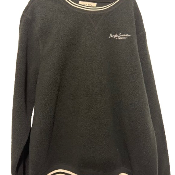 Pacific Sunwear Black Fleece Pullover with White Logo - Picture 1 of 4